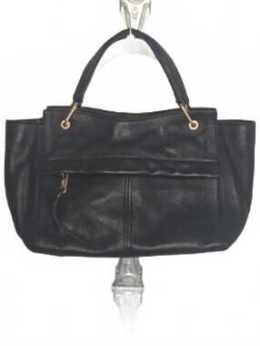 Cole Haan Classic Black Leather Handbag with Gold Accents